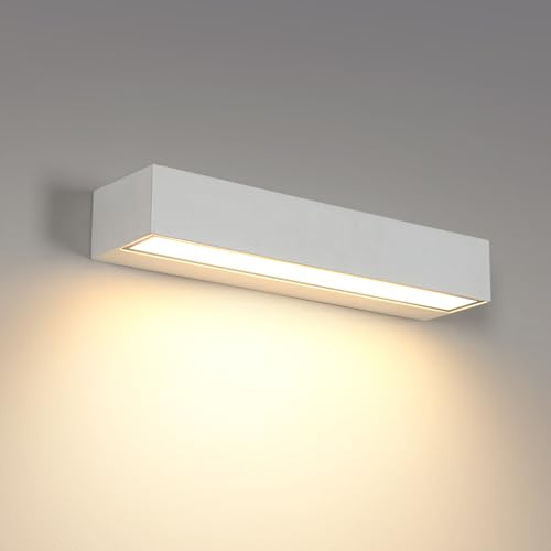 Comely 16W Außenwandleuchte LED Wandlampe Wasserdicht IP65, Weiß 3000K | Moderne Außenwandlampe LED für Garten Eingang Garage, Weiß Aluminium
