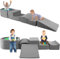 HOMFME Parcours Motricité Enfant avec Piscine à Balles, Aire de Jeux en Mousse Haute Densité 5 Pièces, Jeux d’Escalade et d’Activités pour Intérieur, Idéal pour Salle de Chambre (Gris)