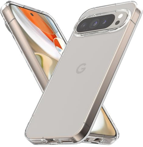 Hazeatte Handyhülle für Google Pixel 9/9 Pro, TPU Schutzhülle, Transparent, Stoßfest