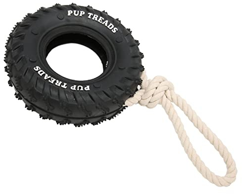JTLB Gummi -Hund -Reifen -Kauspielzeug, Bissbeständiges Spielzeug mit Seil für Mittlere Große Hunde, Füllbares Essen, Multifunktional, Geeignet für Haustiere, Interaktives Outdoor