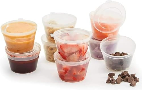1oz 25 Hinged Sauce Cups Plastic 25ml Lid Deli Pot Sauce Take Away Sauce Chutney Ketchup tahini, chocolate sauce Restaurant REUSABLE FOOD GRADE