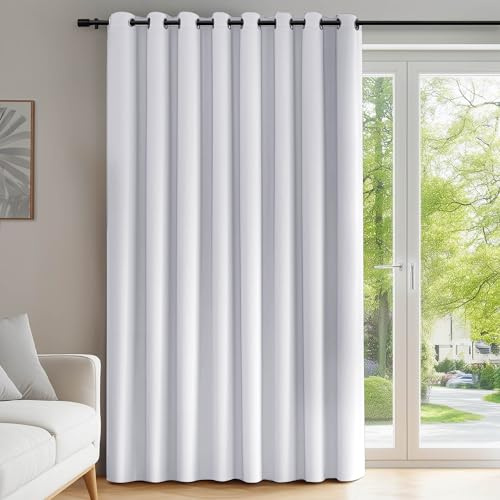 Deconovo Vorhang Verdunkelung Blickdicht Ösengardinen mit Ösen Silber Grau | 1 Stück, H260 x B254 cm, Abdunkelnde Gardinen für große Fenster, Sichtschutz, für Schlafzimmer und Wohnzimmer, UV-Schutz