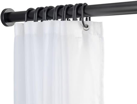 Schöner Wohnen Kollektion Teleskop Duschvorhangstange Mod. Obleon aus Aluminium schwarz rostfrei ausziehbar von 70 bis 115 cm Durchmesser 28 mm mit rutschfesten Endkappen