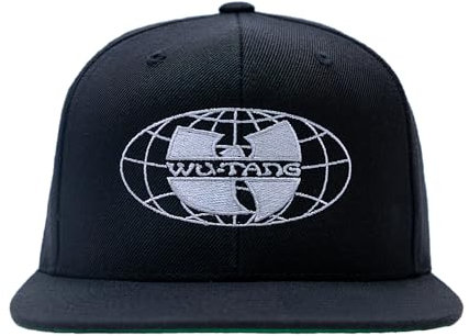 Wu-Tang Clan Schwarze Snapback-Kappe mit Weltweit-Logo, Schwarz, Einheitsgröße