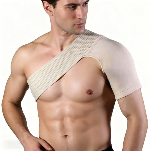 Schulterbandage Herren Damen, Doppelter Druck Schulterstütze 360° Schutz & Wärme Leichte Atmungsaktive Schulterbandage für Sport Arbeit & Schlaf Kompression bei Schmerzen Verletzungen Prävention (A)