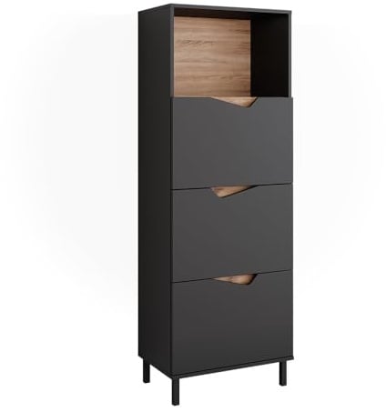 Vicco Kommode Marelle, Anthrazit/Artisan, 60 x 169.5 cm | mit 4 Fächern, zur Aufbewahrung von Kleidung und Haushaltsgegenständen
