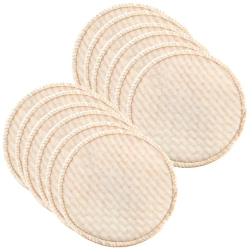 PAMINGONO 12 Stück Teiliges Waschbare Stilleinlagen aus Baumwolle Wiederverwendbare und Saugfähige Stillpads mit Mittlerer Rille Hautfreundlich Atmungsaktiv Schützt vor Auslaufen und