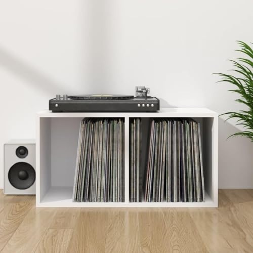 Frdhee Schallplattenregal,Schallplatten-Aufbewahrungsbox Weiß 71x34x36 cm Holzwerkstoff Phonoschrank,Schallplattenständer für Wohnzimmer,Homeoffice,Schlafzimmer