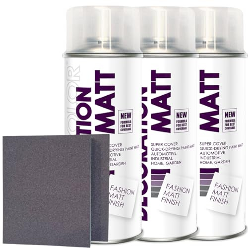 Craft-Equip DC 3er Sparpack Lackspray nach RAL in 400ml zur Lackierung von Auto Stahl Aluminium Beton Holz und 2 Stück Schleifpads (3 Dosen in klarlack Matt 400ml+ 2 Stück Schleifschwamm)