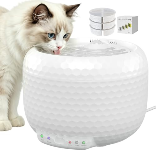 Petsuper Trinkbrunnen für Katze 62oz/1,8L, Katzenbrunnen Red Dot Award, Trinkbrunnen Katze mit Ultra-Leiser Pumpe, Katzentrinkbrunnen mit Zwei Flussmodi, Inklusive 3 Filtern