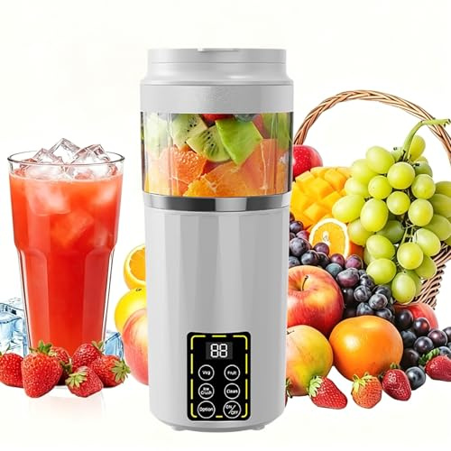 Portable Smoothie Blender 460ml Personal Portable Blender with 12Blade | USB Rechargeable,Cordless Blender With 1300mAh for Travel,Office & Sports (White)