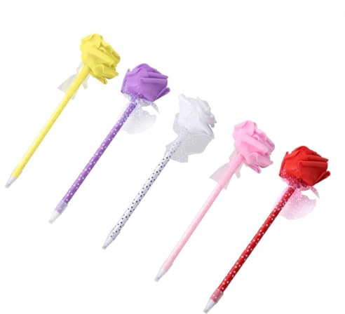 GALPADA 5 Stück pack Rose Kugelschreiber mit Extra Glattem Schreibsystem aus Kunststoff Coole Neuheit für Büro und Schule für Schüler Zufällige Farbe