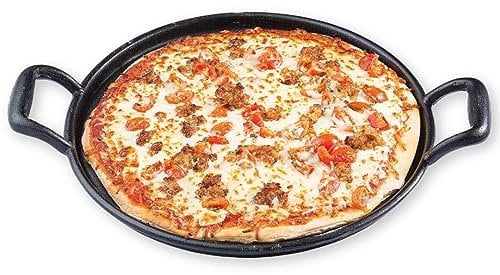 TableCraft CW30118 Cast Iron Pizza Pan, 13.5-Inch, Black