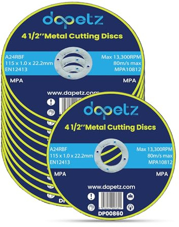 Dapetz ® 10 Pieces 115mm Ultra-Thin Slitting Discs for Metal Cutting – Abrasive Cutting Discs for Ferrous Metals, Plastic, and Angle Grinding