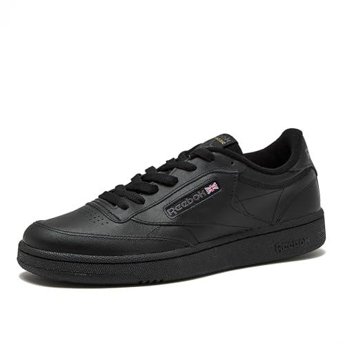 Reebok Club C 85 Mens Tennis Shoes, Casual Fashion White Sneakers for Men, Int-Black/Charcoal, 12