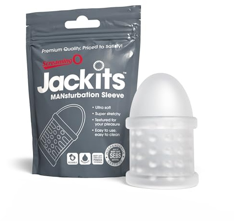 Screaming O Jackits Ultra-Soft Reusable Masturbation Sleeve, Clear