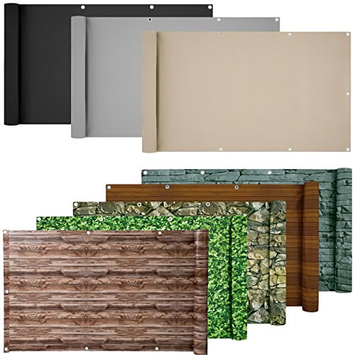 ESTEXO PVC Balkonsichtschutz Balkonbespannung Sichtschutz Balkonverkleidung Blickdicht mit Befestigungsschnur (0,9 x 6,0 Meter, Hellgrau)