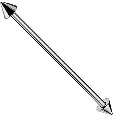 Monster Piercing Solide Titan G23 14 Gauge (1,6 MM) - 37MM Länge gerader Barbell mit 6MM Konus Industrial Piercing