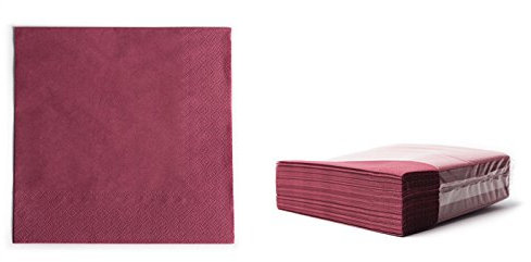 Zelltuchservietten Tissue 33x33 cm, 2-lagig, 1/4 Falz bordeaux, 2400 Stück je Karton, Servietten intensive Farben, hochwertige Tischdekoration günstig kaufen (bordeaux)