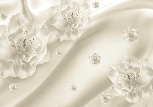 wandmotiv24 Fototapete Diamanten mit Blumen, XXL 400 x 280 cm - 8 Teile, Wanddeko, Wandbild, Wandtapete, Hochzeit, Stoff-effekt, Edel M1067