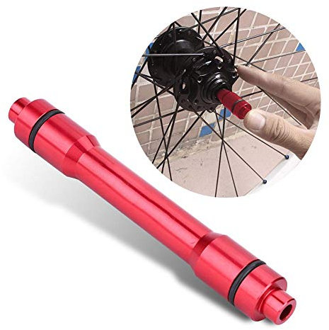 Dilwe Fahrrad Steckachse Adapter, Schnellspanner Hub Aluminiumlegierung Steckachsenadapter15mm bis 12mm Fahrrad Spieß Adapter für Rennrad Mountainbike (Rot)