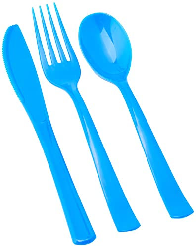 Unique Party- Lot de Couverts en Plastique, 39492, Bleu Roi