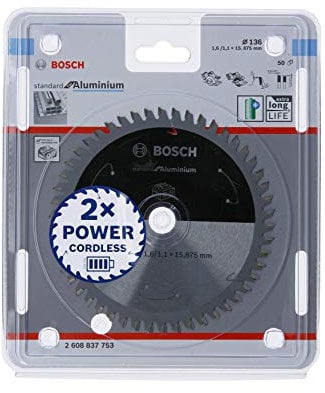 Bosch Professional Lama per sega circolare Standard for Aluminium (alluminio, 136 x 15.875 x 1.6 mm, 50 denti, accessorio per sega circolare a batteria)