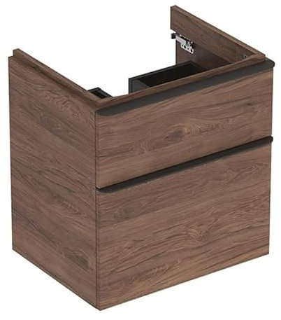Geberit Smyle Square Waschtischunterschrank, 500352, 584x617x470mm, mit 2 Schubladen, Farbe: Nussbaum Hickory/Melamin Holzstruktur - 500.352.JR.1