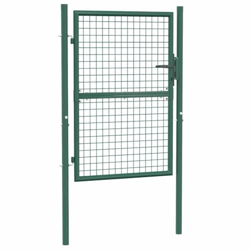 vidaXL Gartentor Gartentür Zauntür Hoftor Gartenpforte Zauntor Hoftür Gartenzaun Pforte Tür Tor Einfahrtstor Garten Stahl 125x100cm Grün