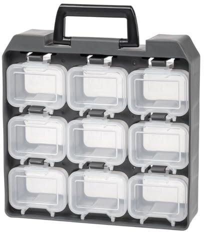 Iris Ohyama, Organizer, Box, Truhe, Mülleimer, Werkzeugkasten, DIY, Schraubenschließfach mit ergonomischen Griffen, 1er-Set, solide, BPA-frei, Garage, Büro, UC-9, Schwarz