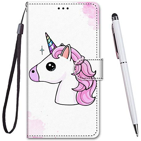Toucasa Handyhülle für Huawei P20 Lite,Premium Brieftasche PU Leder Flip [Kreativ Gemalt] Stoßfeste Case Handytasche Klapphülle für Huawei P20 Lite (Einhorn)