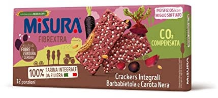 Crackers Integrali con Barbabietola e Carota Nera Fibrextra - 15% di Fibre e 100% Farina Integrale - Confezione da 385 grammi