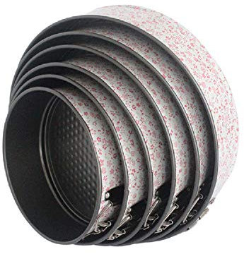 Vinbcorw A Prueba De Fugas Conjunto Molde Desmontable, Aparato De Molde De Pastel, 6 PIEZAS Antiadherente Torta Redonda Conjunto Sartén, A Prueba De Fugas, Que No Se Pegue,Rosado