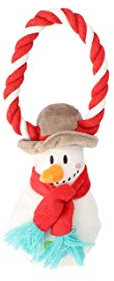 Dingo Plüsch Hundespielzeug Schneemann 18 cm mit einem Seil, Geschenk für einen Hund Weihnachten Spielzeug mit einem Quietscher 17460
