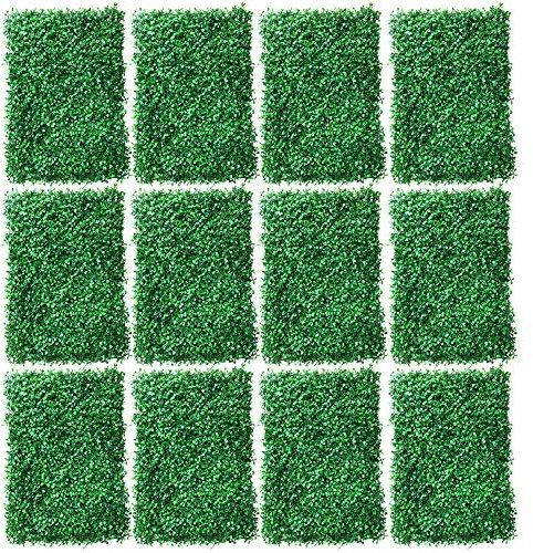 Futchoy 12 STK 60x40CM Pflanze künstliche Matte Grün Wand Künstliche Hecke HängepflanzenHecke Gras Zaun Home Außerhalb Deko (Dichte: 308 Gabeln)