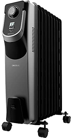 Cecotec Radiador Eléctrico de Aceite ReadyWarm 9000 Space 360 Black. 9 Módulos, Bajo Consumo, 2000 W, 3 Niveles, Recogecables, Tecnología 360, Sistema de Seguridad, 22 m2