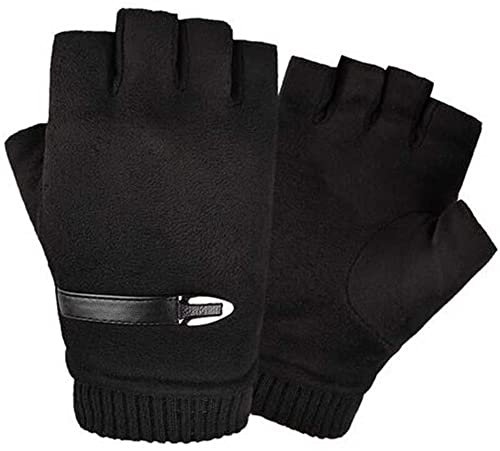 GIVBRO Guanti senza dita da uomo in finta pelle scamosciata, guanti foderati in pile per ciclismo, per l'inverno, corsa, escursionismo, accessori sportivi (#B)