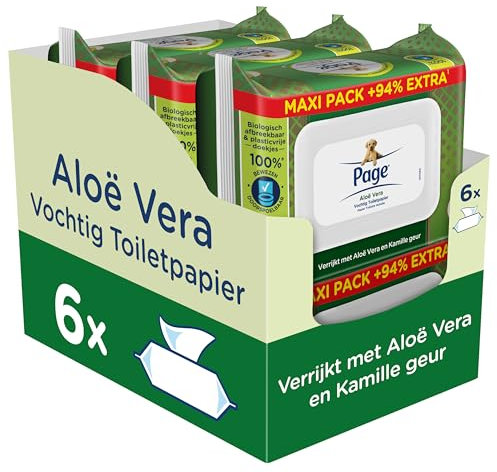 Page Papel higiénico húmedo - Aloe Vera Maxipack - 444 Piezas (6 x 74 piezas) - Paquete de beneficios
