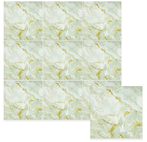 Fatiya JF2207 Lot de 10 autocollants effet granit pour carrelage de marbre, panneaux muraux imperméables pour cuisine et salle de bain (30 x 30 cm, JF2207), Naturelle