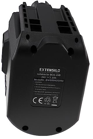 EXTENSILO batteria compatibile con Bosch BTI BHE 24VRE, GBH 24VFR, GBH 24VR, GBH24VFR attrezzi da lavoro (3300 mAh, NiMH, 24 V)