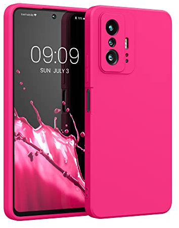 kwmobile Hülle kompatibel mit Xiaomi 11T / 11T Pro Hülle - gummierte TPU Silikon Handyhülle - Schutzhülle für kabelloses Laden - Case in Neon Pink