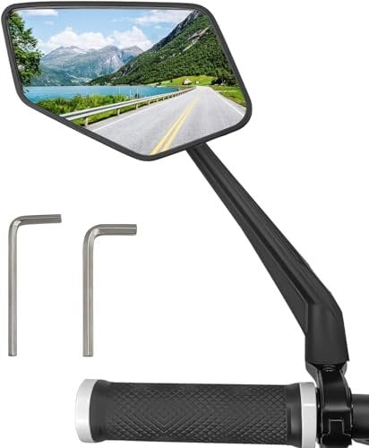 Arkham Fahrradspiegel für Lenker links, Fahrradspiegel Großes HD Sichtfeld, 360° Dreh- & Einklappbar, Rückspiegel Fahrrad Ebike, Durable Bicycle Mirror for Left Handlebar 21-25.4mm