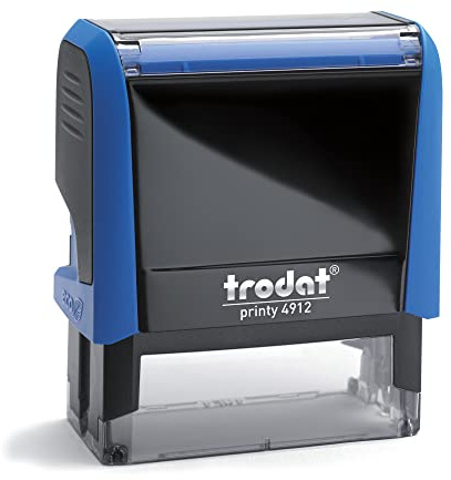 Trodat – Printy 4912 -blau- mit Wunschtext personalisieren, hier gleich online gestalten – selbstfärbender Stempel als Namensstempel, Adressstempel, Firmenstempel, 5 Zeilen, 46X17 mm