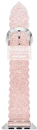 Kate Spade New York Designer Interchangeable Leather or Nylon Band Compatible with Your 38/40/41mm and/or 42/44/45/49mm Apple Watch Series 9/8/7/6/5/4/3/2/1/SE and/or Ultra Series 1-2, Pink Glitter