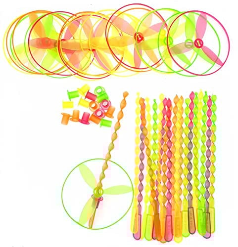 JZK 20x Jouets soucoupes Volantes poussées à Main, Jouets Libellule Volante Plastique pour Enfants, Jouets à hélice Volante, Jouets tournants pour Cadeaux de fête d'anniversaire Enfants