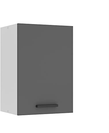 Belini Hängeschrank Küche, Küchenschränke SG. Breite 40 cm. Oberschrank mit 1 Tür, Küchenhängeschränke, Wandschrank Hängend, Silber matt