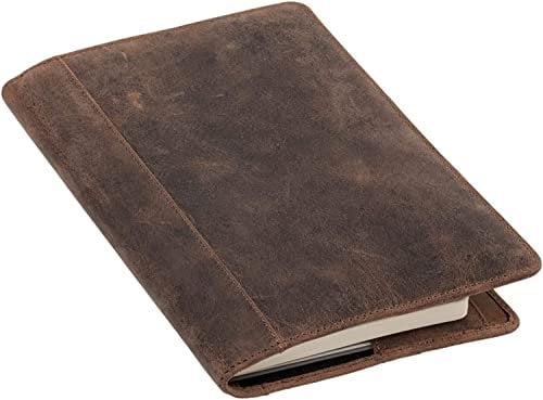 Roberto Romano 48218 - Ledereinband DIN A5, Lederhülle für Notizbuch, Buchhülle aus Echt-Leder, Buchumschlag-Einband mit Lesezeichen, 8 Visitenkartenfächer und Stiftschlaufe, ca. 22,5 x 15,5 cm, Braun