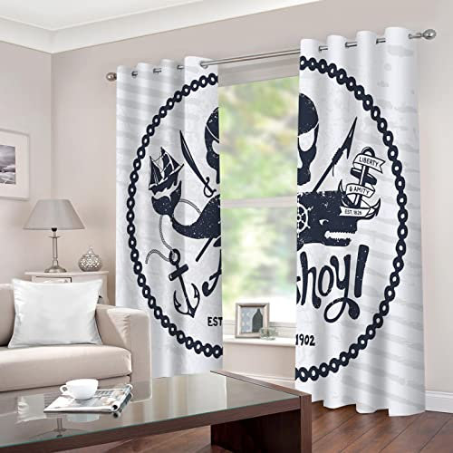 BOVZOX Verdunkelungsvorhang mit Ösen 2 Stück x 168 B x 229cm H Abstrakt & Piraten Verdunkelungsvorhänge Thermo Akustik UV Schutz Vorhang Deko Wohnzimmer Schlafzimmer Kinderzimmer jugendzimmer