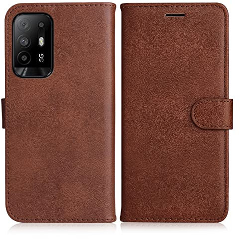 DENDICO Cover per Oppo A94 5G / Oppo A95 5G / Oppo F19 PRO Plus, Premium Portafoglio PU Custodia in PU Pelle, Flip Libro TPU Bumper Caso per Oppo A94 5G / Oppo A95 5G / Oppo F19 PRO Plus, Marrone