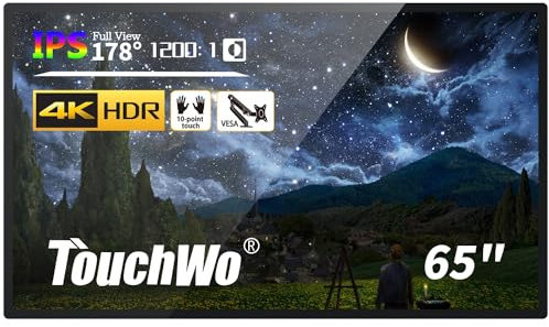 TouchWo 65 pollici Touch Screen capacitivo Monitor industriale, 16:9 Display 1920 x 1080P, USB, VGA, DVI e porte HD-MI, Digital Signage Display e Player per la pubblicità